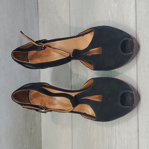 Coclico Womens Suede Ankle Strap Heels Open Toe Sandals Shoes sz 38 US 7.5 - Picture 4 of 15